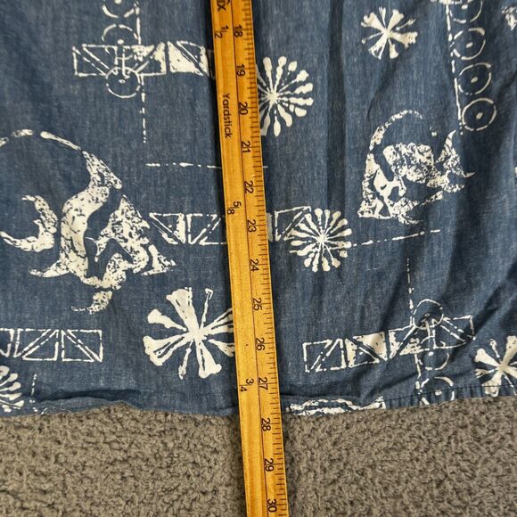 Reyn Spooner Alfred Shaheen Shirt Mens L Blue Hawaiian Button Fish Floral - Picture 12 of 12